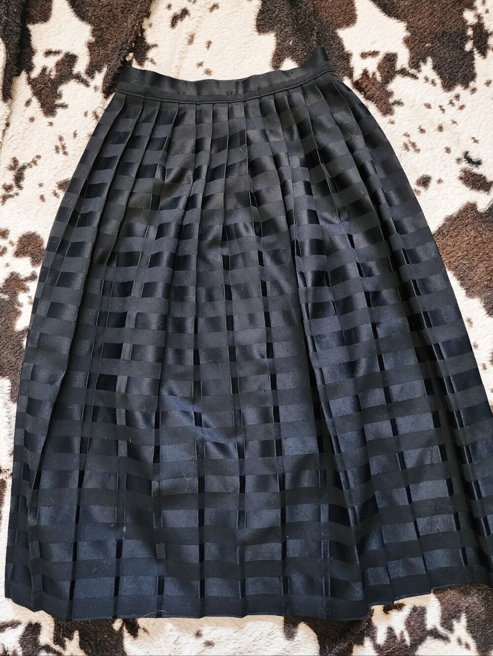 WOMEN'S 80'S MIDI CHECKERED SKIRT - BLACK